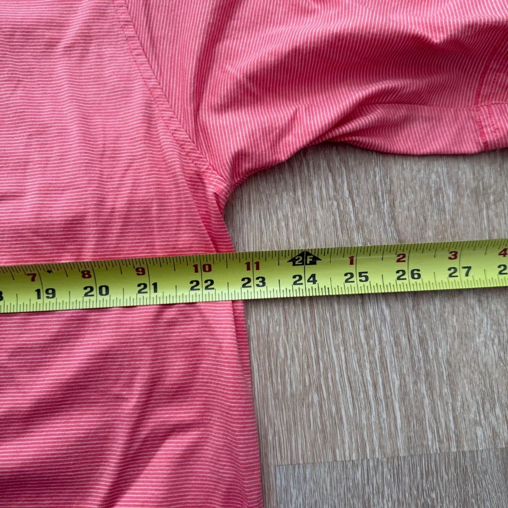 Peter Millar Carolina Cup Polo Shirt Mens XL Salmon Striped Mercerized Cottonn‎